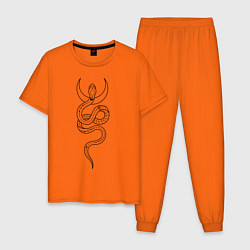 Пижама хлопковая мужская Лунная змея, цвет: оранжевый