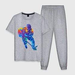 Пижама хлопковая мужская Хоккеист, цвет: меланж