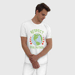 Пижама хлопковая мужская Respect Earth, цвет: белый — фото 2