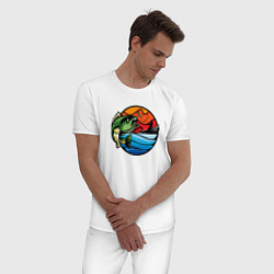Пижама хлопковая мужская Рыбалка, цвет: белый — фото 2
