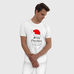 Пижама хлопковая мужская Santa Merry Christmas, цвет: белый — фото 2