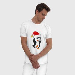 Пижама хлопковая мужская Happy Pinguin, цвет: белый — фото 2