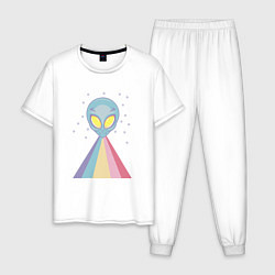 Пижама хлопковая мужская Пришелец, цвет: белый