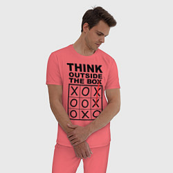 Пижама хлопковая мужская THINK OUTSIDE THE BOX, цвет: коралловый — фото 2