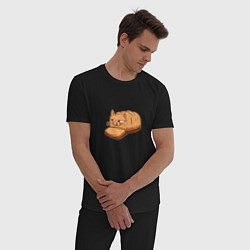 Пижама хлопковая мужская Кот хлеб - Bread Cat, цвет: черный — фото 2