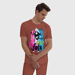 Пижама хлопковая мужская Харли Квинн Неоновые цвета, цвет: кирпичный — фото 2