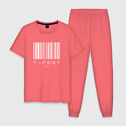 Пижама хлопковая мужская T-FEST цвета коралловый — фото 1
