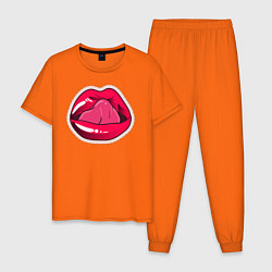 Пижама хлопковая мужская Сделай сексуально, цвет: оранжевый