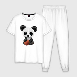 Пижама хлопковая мужская Панда Баскетболист, цвет: белый
