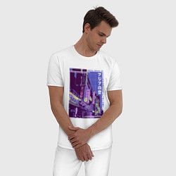 Пижама хлопковая мужская Neon Asian Street Vaporwave, цвет: белый — фото 2