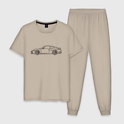 Пижама хлопковая мужская Porsche 911 Tubro S цвета миндальный — фото 1