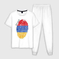 Пижама хлопковая мужская Армения - Гордость, цвет: белый