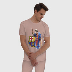 Пижама хлопковая мужская Lionel Messi Barcelona Argentina!, цвет: пыльно-розовый — фото 2