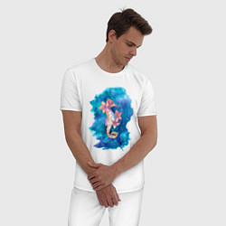 Пижама хлопковая мужская Морской конек, цвет: белый — фото 2