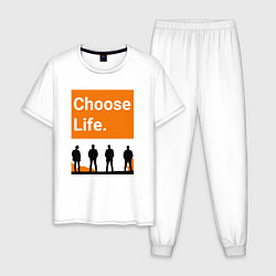 Пижама хлопковая мужская Choose Life, цвет: белый