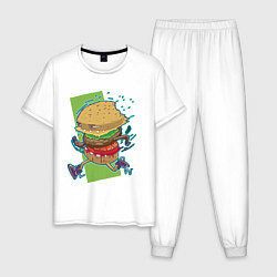 Пижама хлопковая мужская Fast Food, цвет: белый