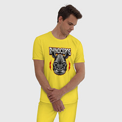 Пижама хлопковая мужская Носорог, цвет: желтый — фото 2