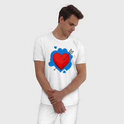 Пижама хлопковая мужская Влюбленное сердце, цвет: белый — фото 2