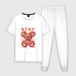 Пижама хлопковая мужская Медвежонок Bear, цвет: белый