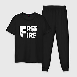 Пижама хлопковая мужская FREEFIRE FF WHITE LOGO Z, цвет: черный