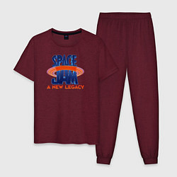 Пижама хлопковая мужская Space Jam: A New Legacy, цвет: меланж-бордовый