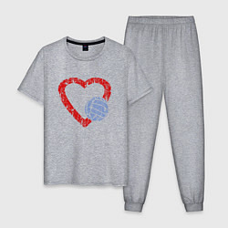 Пижама хлопковая мужская Любовь - Волейбол, цвет: меланж