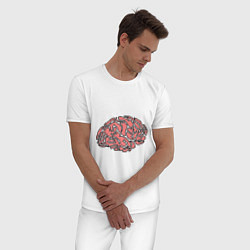 Пижама хлопковая мужская Мозговая активность на 100%, цвет: белый — фото 2