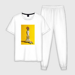 Пижама хлопковая мужская Дали Pop art, цвет: белый