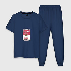 Пижама хлопковая мужская Энди Уорхол - Банка супа, цвет: тёмно-синий
