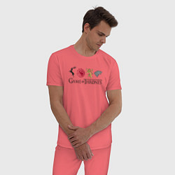 Пижама хлопковая мужская Logo Houses GoT, цвет: коралловый — фото 2