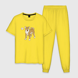 Пижама хлопковая мужская Сиба-Ину, цвет: желтый