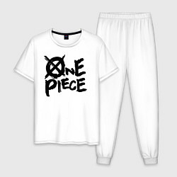 Пижама хлопковая мужская One Piece Большой куш лого, цвет: белый