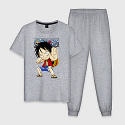 Пижама хлопковая мужская Манки Д Луффи One Piece, цвет: меланж