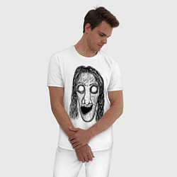 Пижама хлопковая мужская Растрепанное лицо, цвет: белый — фото 2