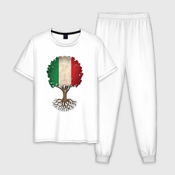 Пижама хлопковая мужская Italy Tree, цвет: белый