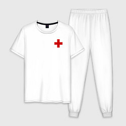 Пижама хлопковая мужская Hospital BIG, цвет: белый