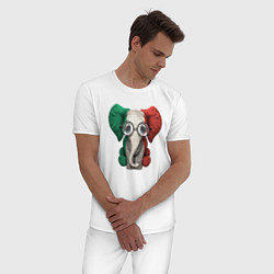 Пижама хлопковая мужская Italy Elephant, цвет: белый — фото 2
