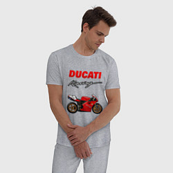 Пижама хлопковая мужская DUCATI ДУКАТИ MOTOSPORT, цвет: меланж — фото 2