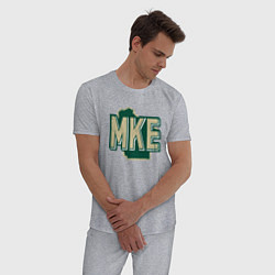 Пижама хлопковая мужская MKE Милуоки Бакс, цвет: меланж — фото 2