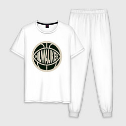 Пижама хлопковая мужская НБА - Милуоки, цвет: белый