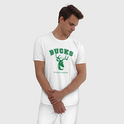 Пижама хлопковая мужская Bucks - Champions, цвет: белый — фото 2