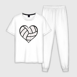 Пижама хлопковая мужская Сердце Волейбола, цвет: белый