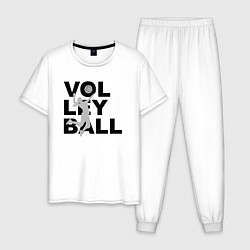 Пижама хлопковая мужская Volleyball, цвет: белый