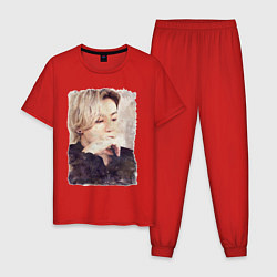 Пижама хлопковая мужская Задумчивый Чонгук, цвет: красный
