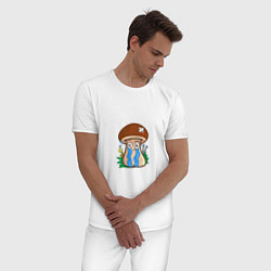 Пижама хлопковая мужская Плачь, цвет: белый — фото 2