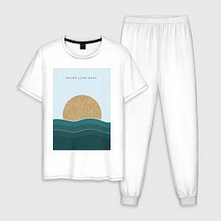 Пижама хлопковая мужская Never look back, цвет: белый