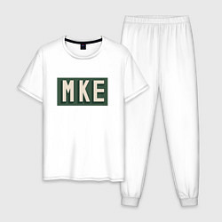 Пижама хлопковая мужская NBA - MKE, цвет: белый