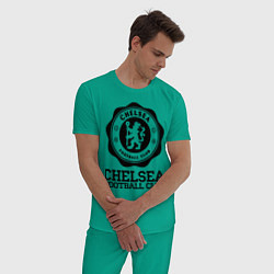 Пижама хлопковая мужская Chelsea FC: Emblem, цвет: зеленый — фото 2