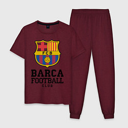 Пижама хлопковая мужская Barcelona Football Club, цвет: меланж-бордовый