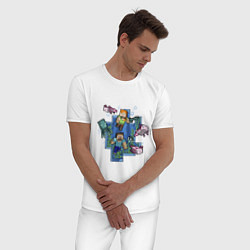 Пижама хлопковая мужская Майнкрафт Под водой, цвет: белый — фото 2